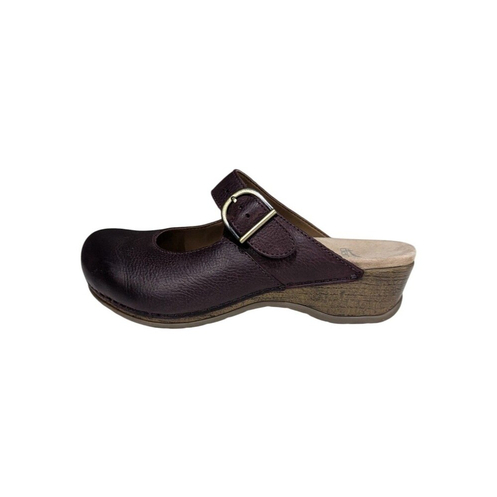 Dansko Martina Clog Mule Leather Wine Brown Purple Comfort Shoe Size Eu 37 6.5 7